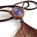 Textile Necklace Brown - Pendant Blue Brown - Textile Jewelry - OOAK Ready To Ship