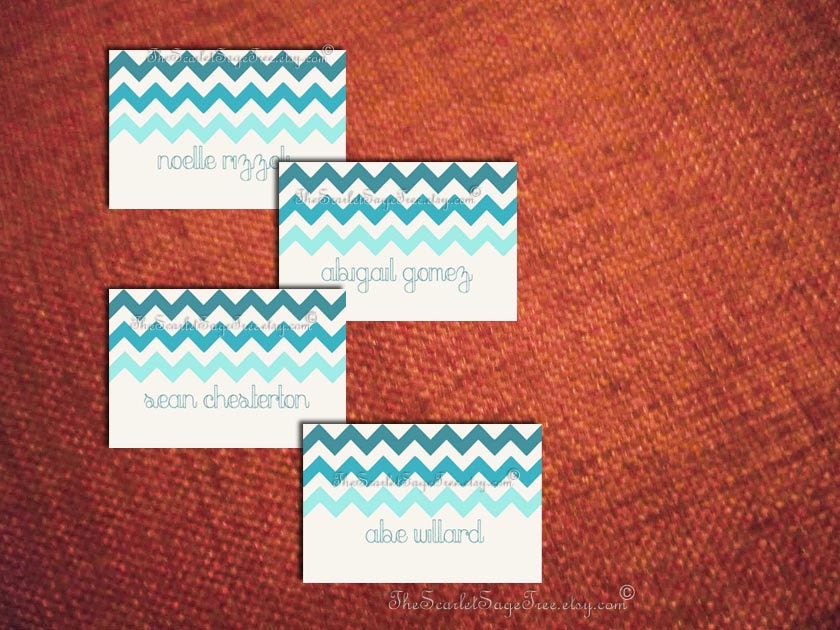 PRINTABLE CHEVRON CHIC 100 Personalized Favor Tags - Diy Wedding Decor Place Card Escort Thank You Label Sticker Modern Minimalist Design