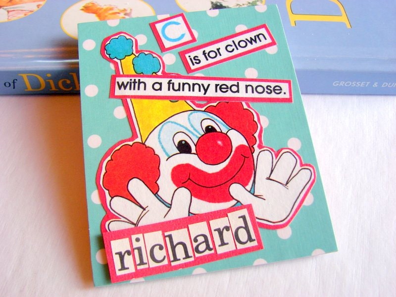 Personalized Or Not X Lg Collage Magnet - C Is For Clown With A Funny Red Nose - Circus Big Top - One Of A Kind