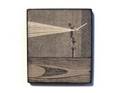fridge magnet - The Moonbeam - moon, moonlight, mysterious, surreal, grey, original collage art