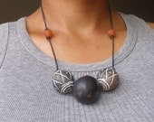 SENAMI African Mali Clay wood recycled glass leather necklace by Fianaturals
