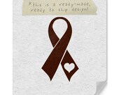 Awareness Ribbon Rubber Stamp With Heart