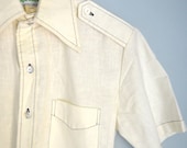 Vintage 70s Ivory Kahala for Liberty House Hawaiian Shirt // mens small