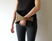 SALE Leather Detail Bag in Black Fabric & Mustard Yellow Leather, Tablet Case, Eco Design, handmade from upcycled materials