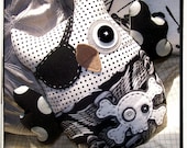 PIRATE OWL Plush - Black White Grey Winged Skulls