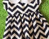 Chevron Dress with Peter Pan Collar--Many Colors--Sizes 6M-5T