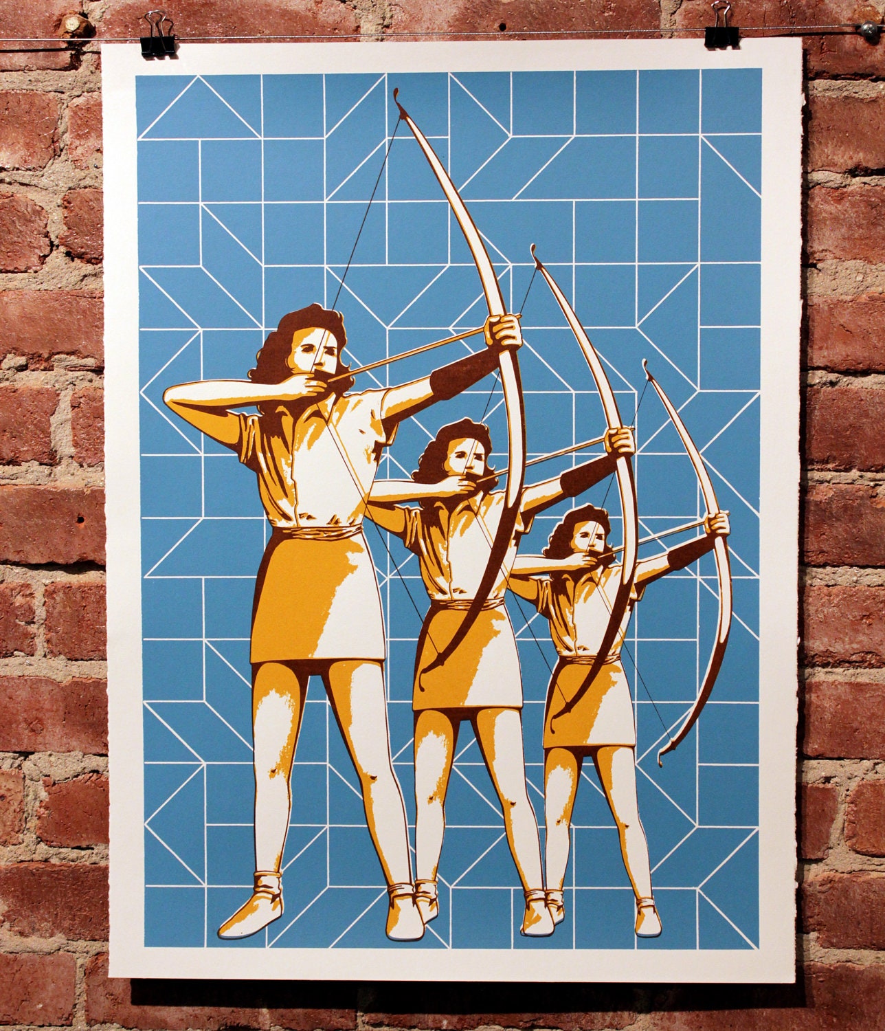 Archer Girls Silkscreen Poster Blue NEW Print