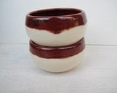 Handmade Ceramic Snack Bowls // Pottery Ice Cream Bowls // Set of 2 in Crimson Red