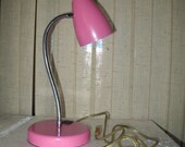 Vintage Industrial Mid Century Bubble Gum Pink Retro Desk Lamp with Electrical Outlet