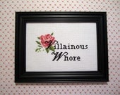 Iago "Villainous Whore" Framed Cross Stitch