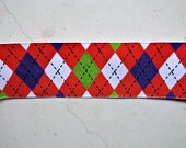 Orange, lime green & purple sparkly argyle printed on white 1 1/2" grosgrain ribbon Il_170x135