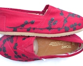 The Cherry Silhouette - Red and Black Cherry Blossom Custom TOMS