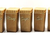 Capri Spice Canisters - Brown with Gold Trim - Capri Kitchen Canister Set