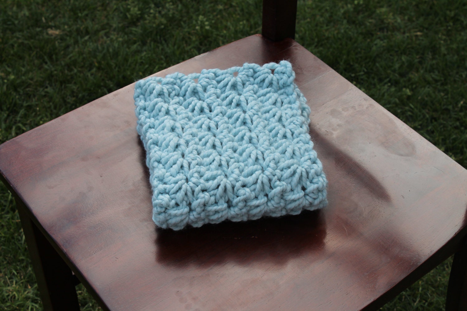 Mini Blanket in Light Blue Basket Stuffer Layering Newborn Photopgraphy Photo Prop granny square