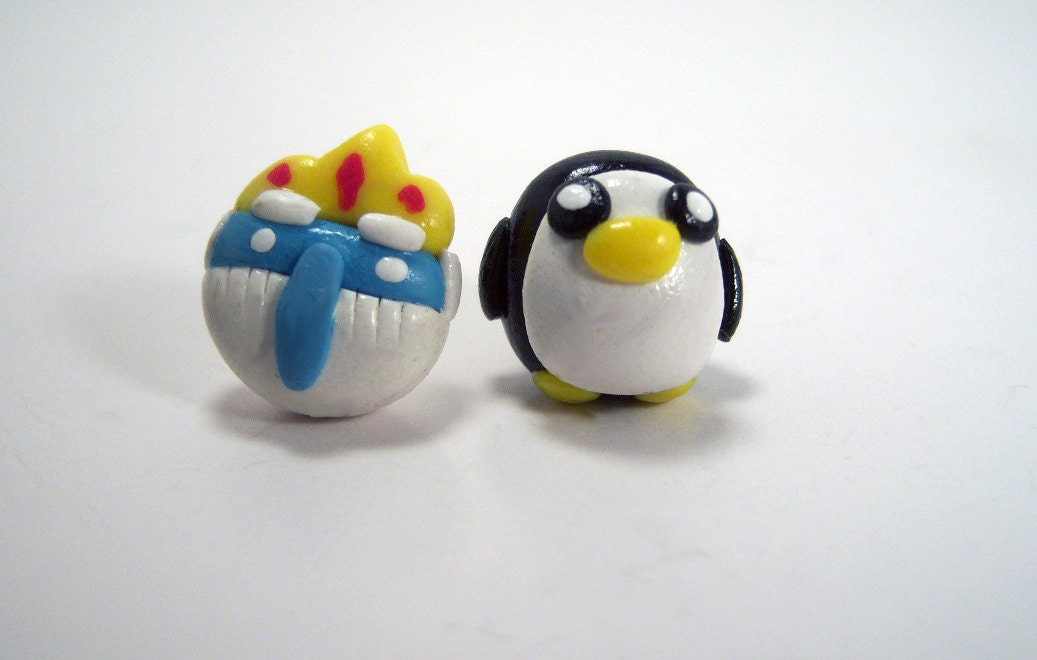 Ice King and Gunther Adventure Time Stud Earrings