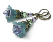 Teal Twilight Floral Crystal Earrings