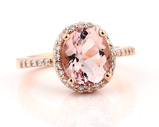 Natural Facet Cut Morganite  Solid 14K Rose Gold Diamond engagement Ring Gem11