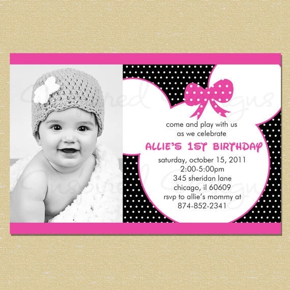 Minnie Mouse Birthday Invitation - Any Age - Girl Il_570xn