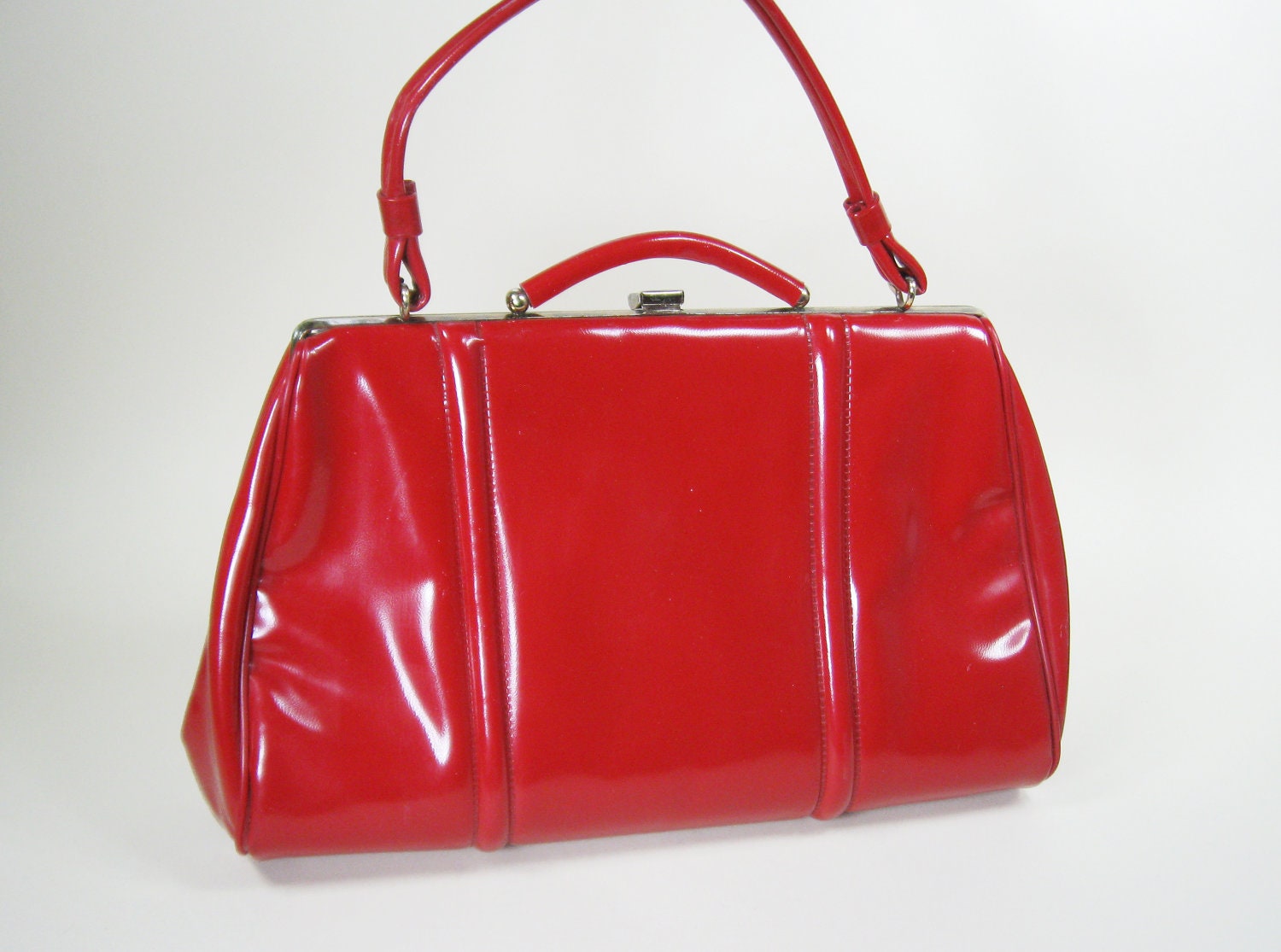 60s Red Faux Patent Leather Purse Handbag