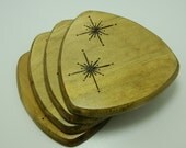 Atomic Starburst Rounded Triangle Wood Coasters Set of 4