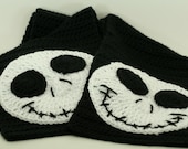 OOAK- Jack Skellington Scarf Nightmare Before Christmas -One Size Only- Black/White - Ready To Ship -Handmade & Crocheted