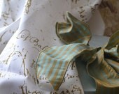 French Script fabric printed on Organic Cotton Sateen fabric