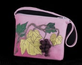 Grapevine Wool Melton Handbag in Felted Dyed Wool, Silk Applique Limited Edition