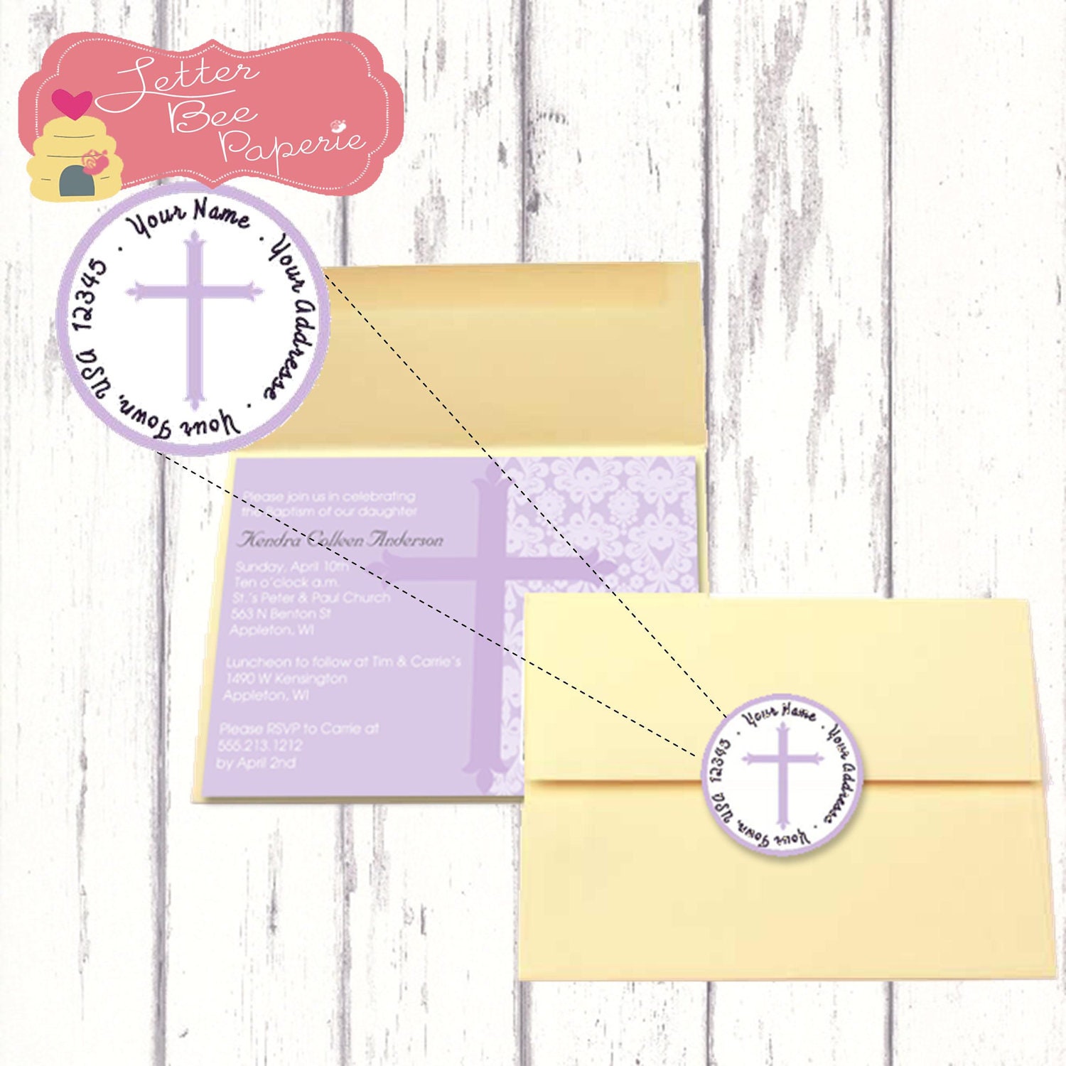 Classic Baptism / Christening Address Label - Customize Your Colors - 2x2 Round Il_570xn