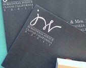 Calligraphy Initials Return Address Rubber Stamp 2" Square