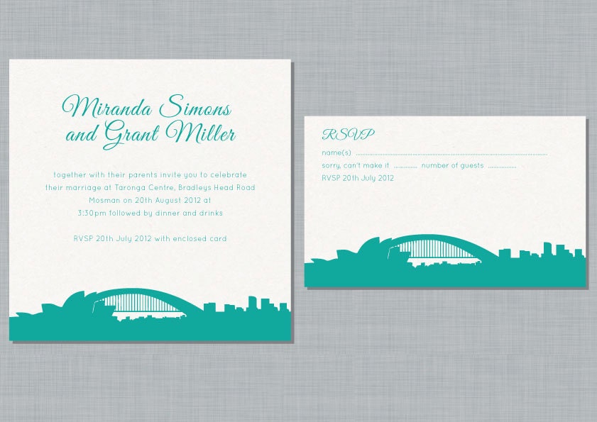 Printable Wedding Invitation Set - Sydney Skyline