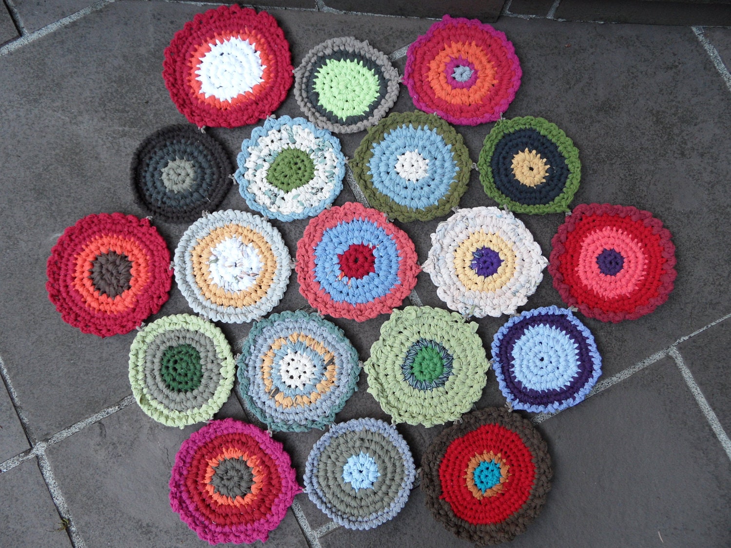 Eco-friendly Hexagonal Rug made from upcycled t-shirts