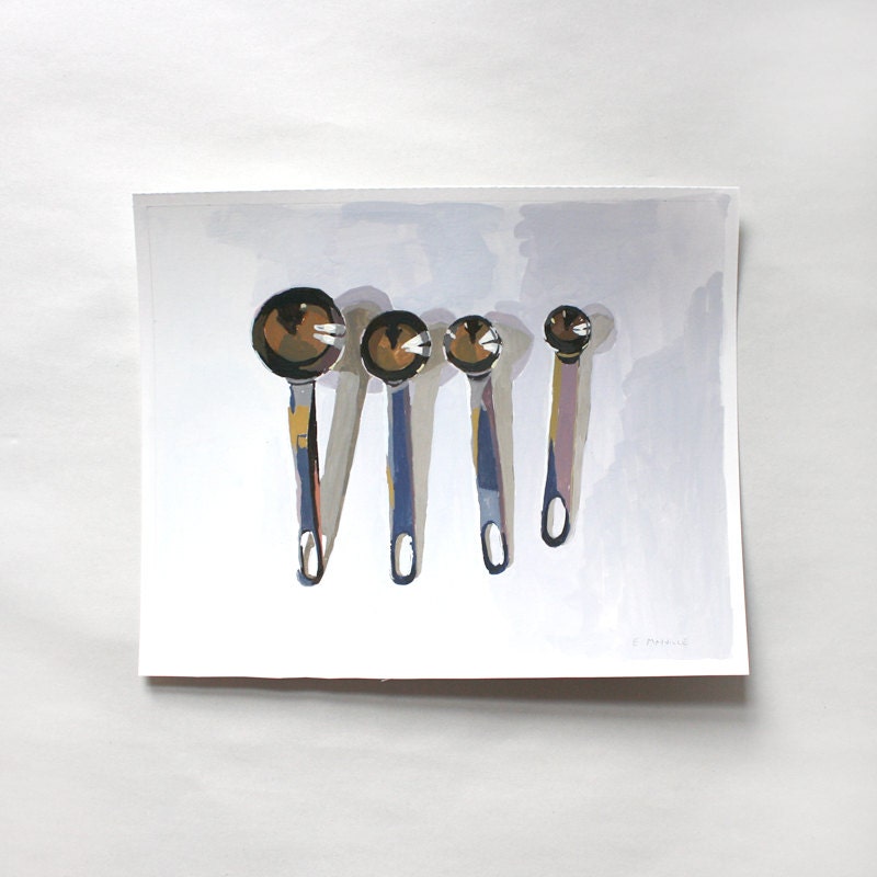 kitchen art - original painting - "Measuring Spoons"