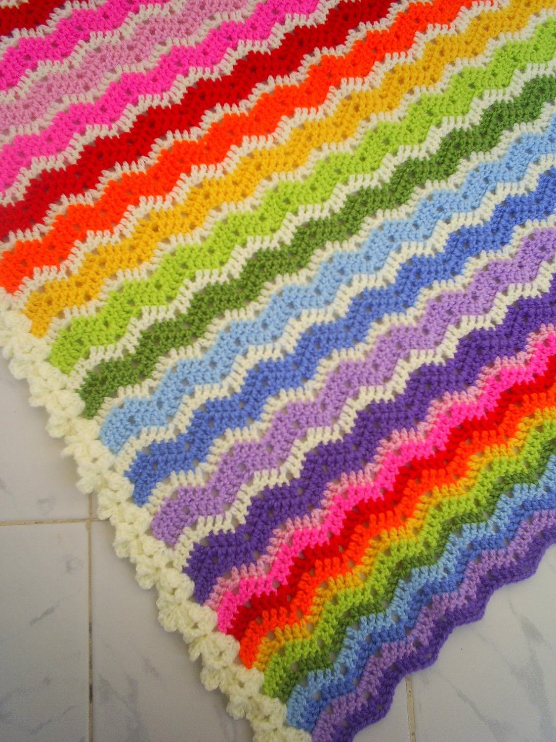 the rainbow ajour ripple baby blanket / afghan