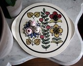Vintage Limburg Ceramic Cake Platter.  Folk, Floral, Retro. German  Limburg Factory. Kitchen / Serving