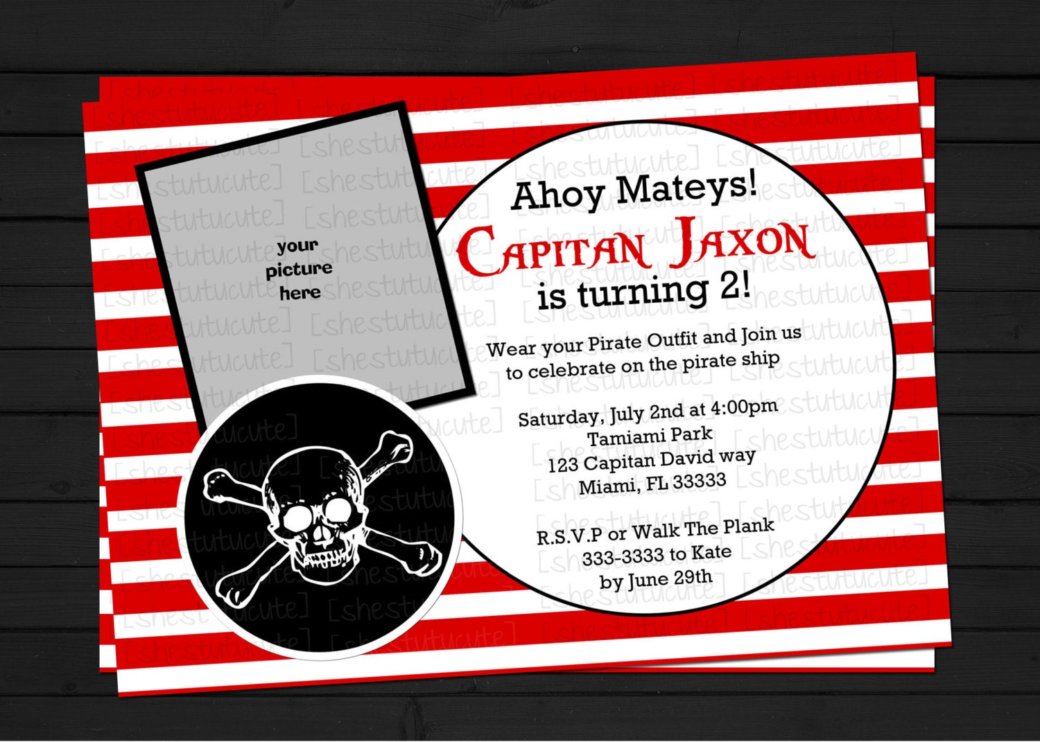 Pirate Boy Birthday Invitation Digital File YOU-PRINT Il_170x135