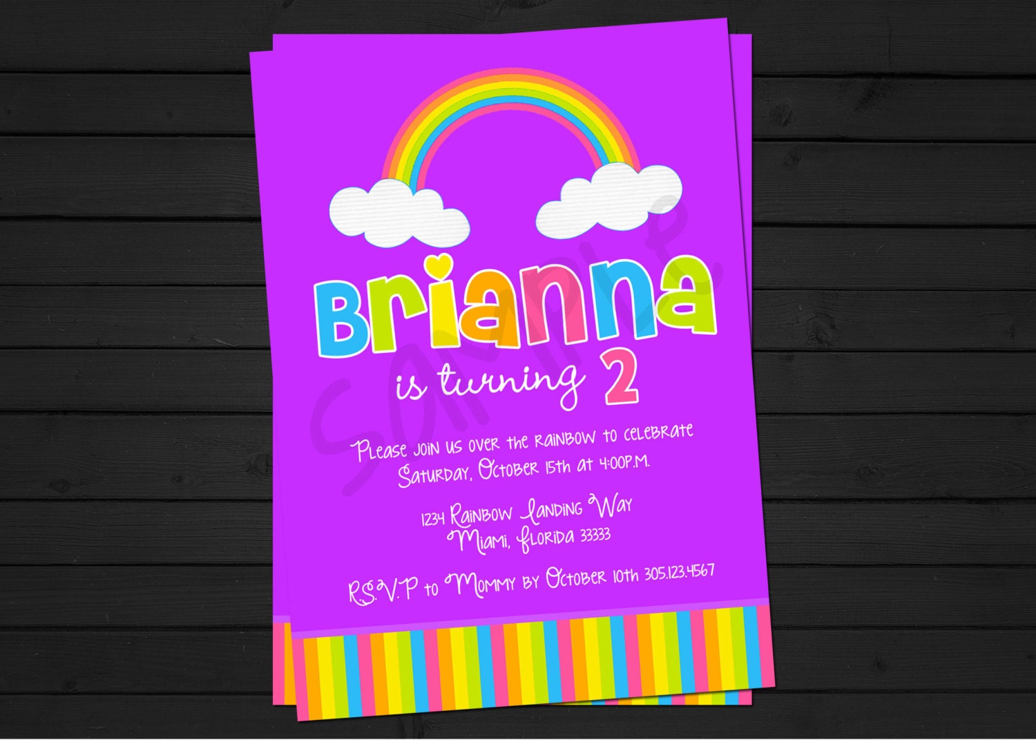 Rainbow Party Birthday Invitation Digital File YOU-PRINT Il_570xn