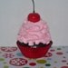 Chocolate Fake Cupcake with Pink Frosting and Cherry on Top for Photo Props, Valentines Day Decor, Wedding Dislpays, Gifts