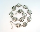 Art Deco Silver Necklace Viking Craft Sterling  Floral Vintage 1940s Jewelry