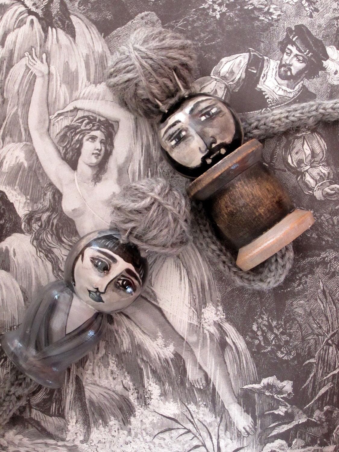 Sir Lancelot and Queen Guinevere: Two Spool Knitters, Knitting Nancys