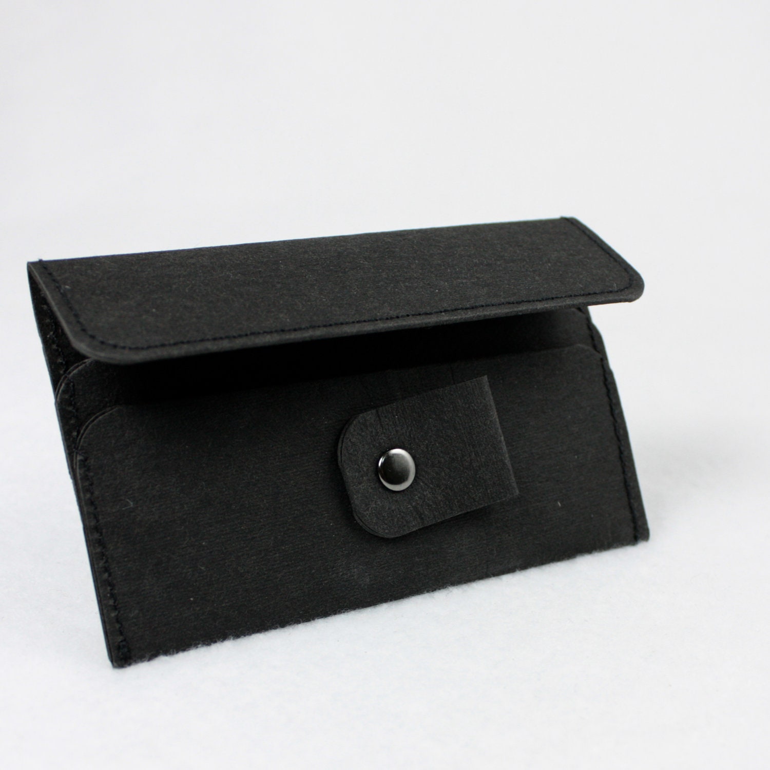 Tab Closure Business Card Case in Black - Washable Kraft Paper
