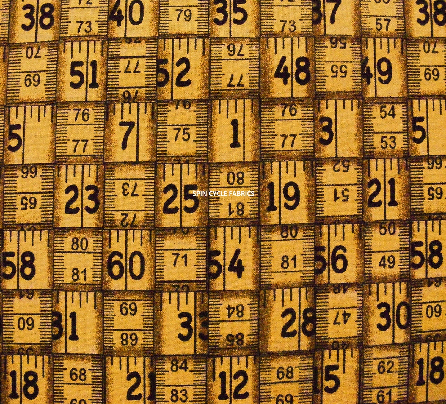 Fabric 1 Yard Vintage Style TAPE MEASURE BASKETWEAVE Fabric Traditions Sewing Quilting Notions