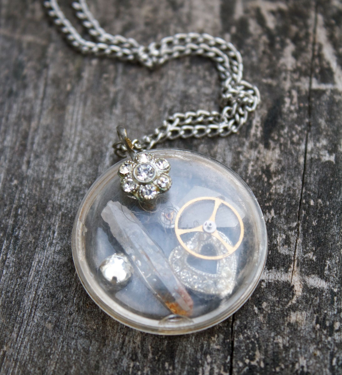 Through the Looking Glass - Upcycled OOAK Vintage Watch Pendant