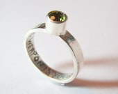Sterling silver Star Wars inspired 'lightsaber' ring with green or blue stone, inside reads This Weapon is Your Life