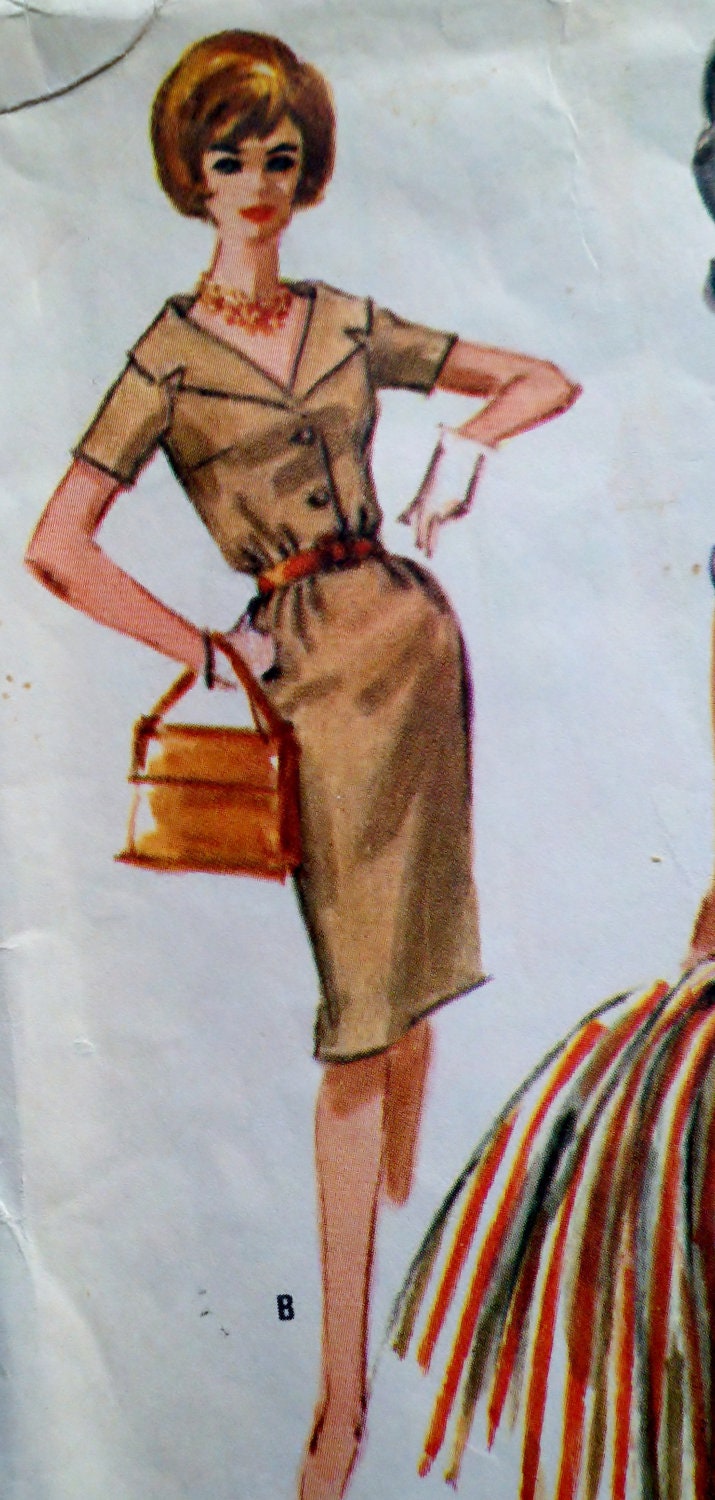 McCall's 6188 Vintage Sewing Pattern Womens Mad Men Shirtwaist Dress with Swing Skirt or Wiggle Dress Size 14 Bust 34"