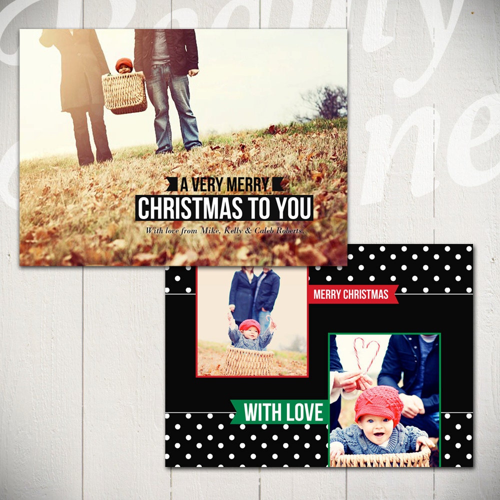Christmas Card Template: Very Merry C - 5x7 Holiday Card Template for Photographers