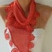 Women Scarf - Cotton Scarf - Cowl Scarf with Lace Edge - Red