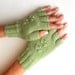 Knit Half Fingers Gloves Pistachio Green Fingerless Gloves Superwash Wool Arm Warmers Warm Winter Hand Warmers - KG0032 - Aimarro