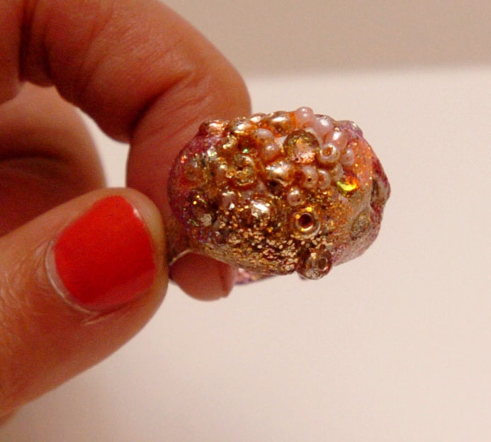 Magical Mystical Mermaid Ring Pink and Gold