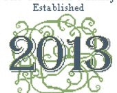 Custom Personalized Cross Stitch Pattern 2013 Scroll work Family Name Wonderful Wedding First anniversary Gift