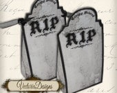 Halloween Tombstone Favor Bag treat instant download printable image digital collage sheet 229